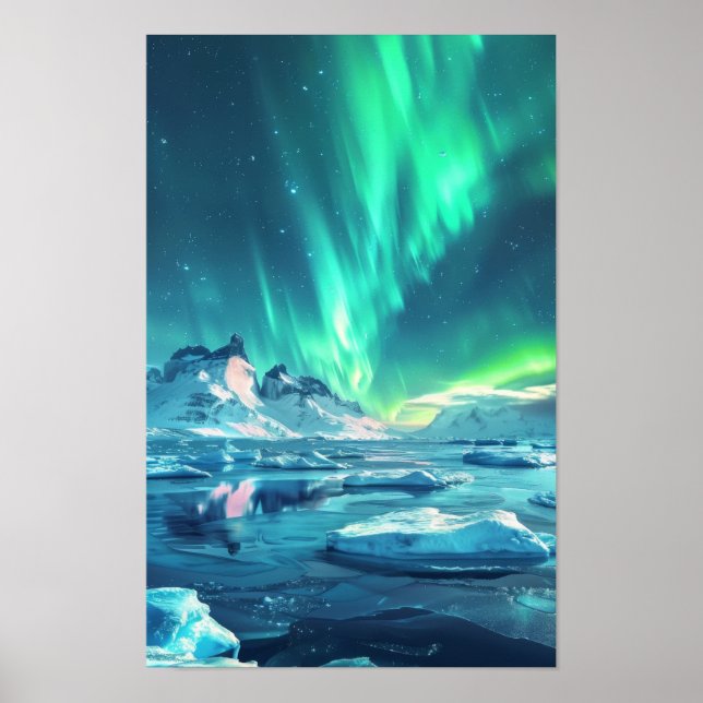 Antarctica Aurora Borealis Panoramic Poster (Front)