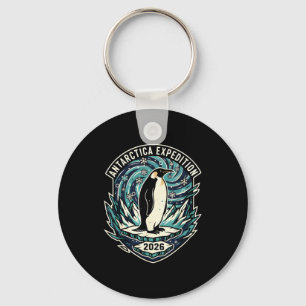 Antarctica Expedition 2026 Retro Souvenir Penguin Key Ring