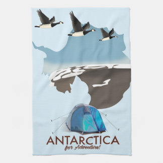 Antarctica For Adventure Travel poster map. Tea Towel