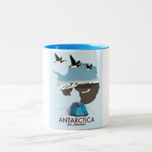 Antarctica For Adventure Travel poster map. Two-Tone Coffee Mug