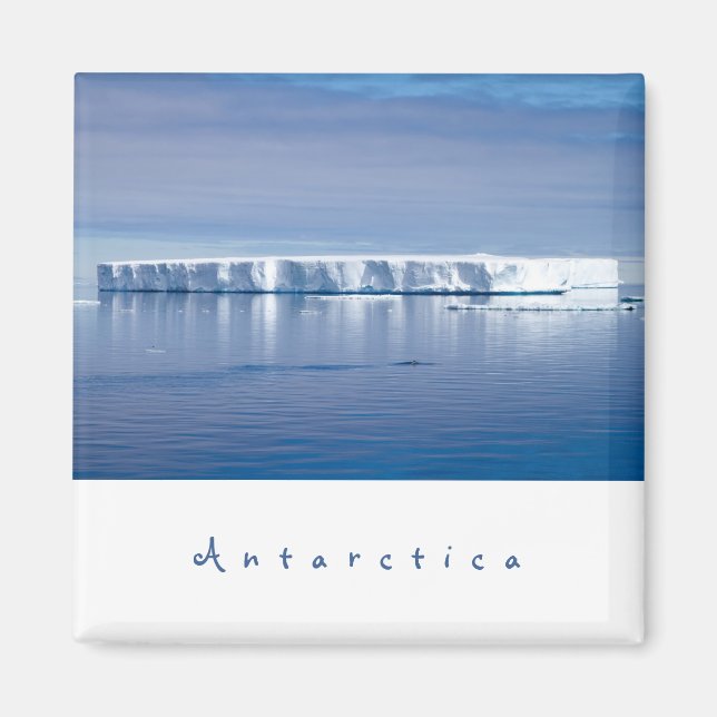 Antarctica iceberg landscape photo with white text magnet (Front)