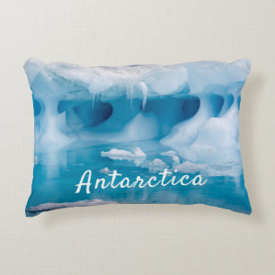 Antarctica iceberg photo with text decorative cushion