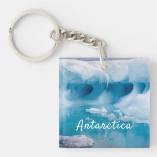 Antarctica iceberg photo with text key ring