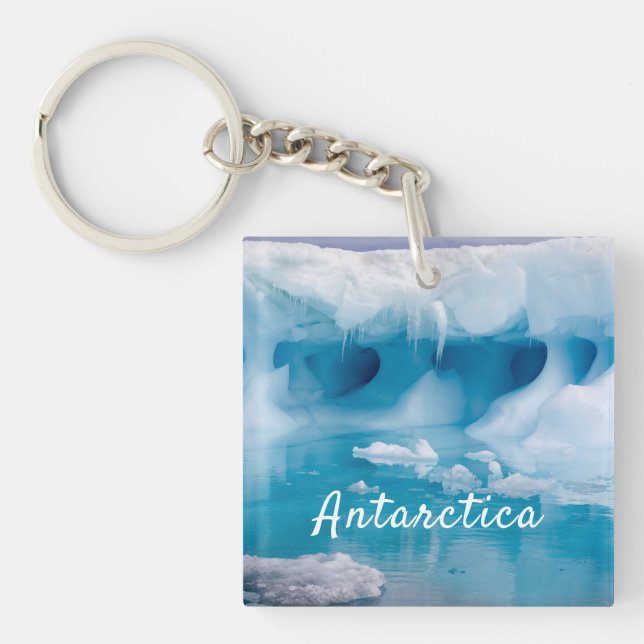 Antarctica iceberg photo with text key ring (Front)