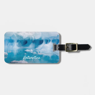 Antarctica iceberg photo with text luggage tag