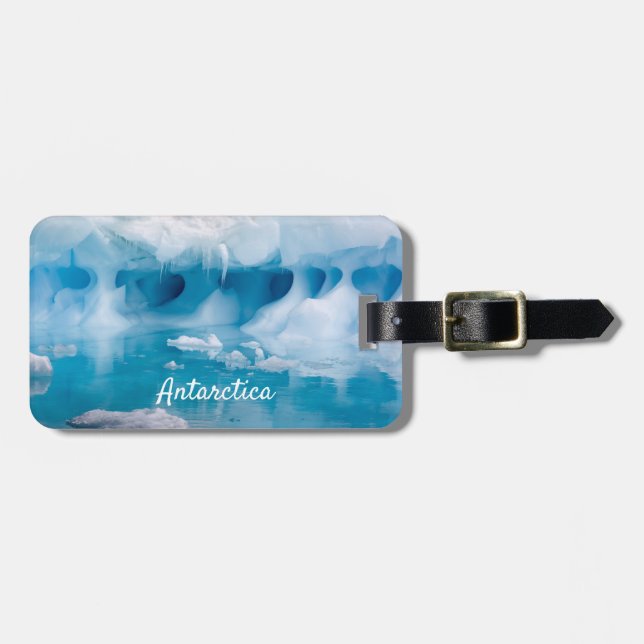 Antarctica iceberg photo with text luggage tag (Front Horizontal)