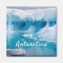 Antarctica iceberg photo with text