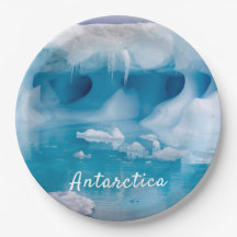 Antarctica iceberg photo with text
