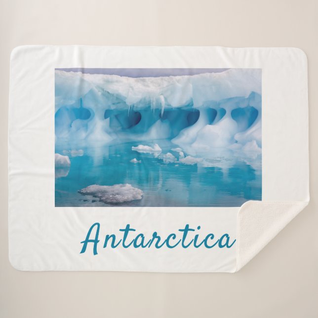 Antarctica iceberg photo with text sherpa blanket (Front (Horizontal))