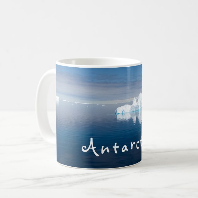 Antarctica landscape floating ice photo with text coffee mug (Front Left)