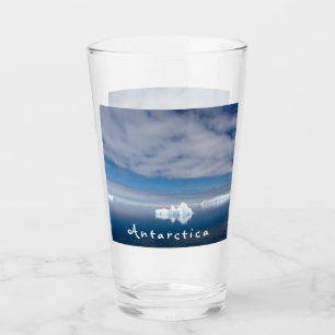 Antarctica landscape floating ice photo with text glass