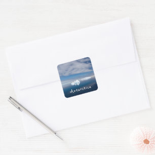 Antarctica landscape floating ice photo with text square sticker