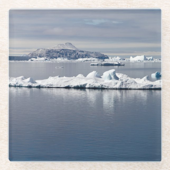 Antarctica landscape glass coaster (Front)
