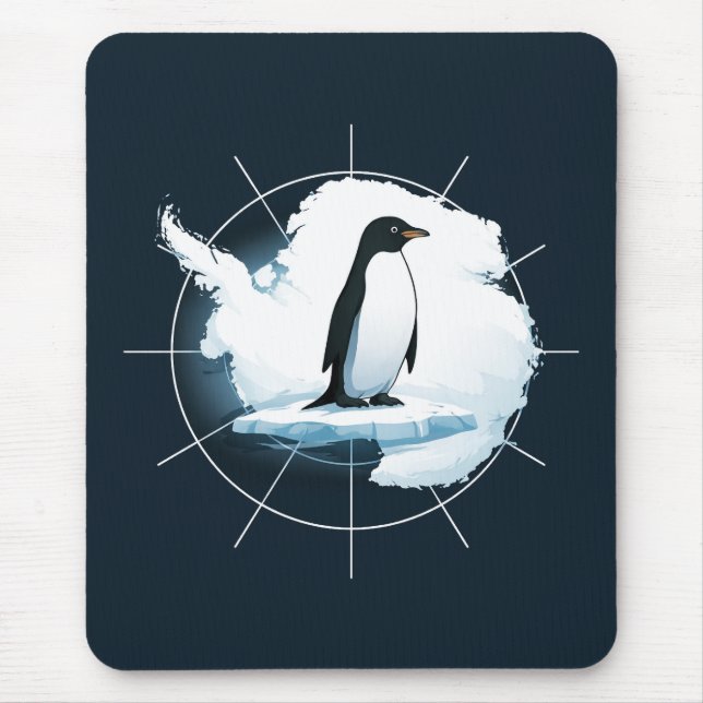 Antarctica Penguin Emblem – Polar Explorer Design Mouse Mat (Front)