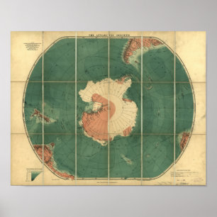 Antarctica Regions Antique Map 1922 Poster