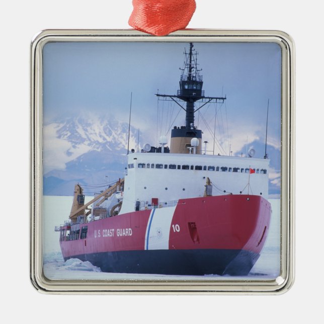 Antarctica, Ross Island, McMurdo Station, USCG Metal Tree Decoration (Front)