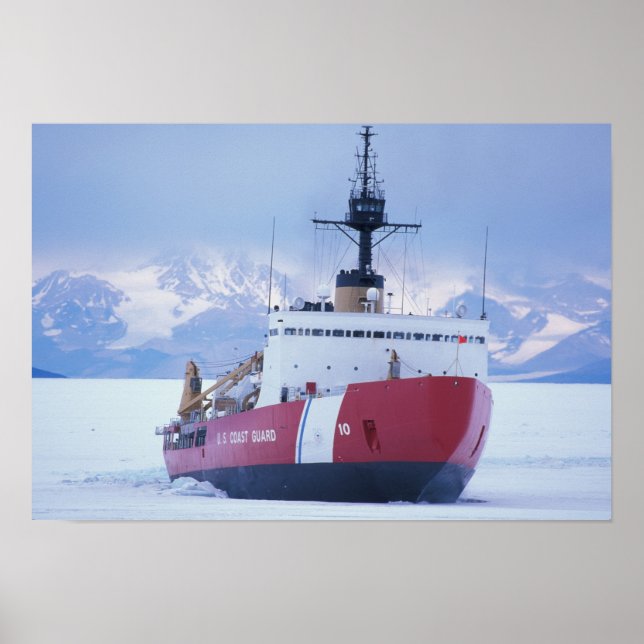 Antarctica, Ross Island, McMurdo Station, USCG Poster (Front)