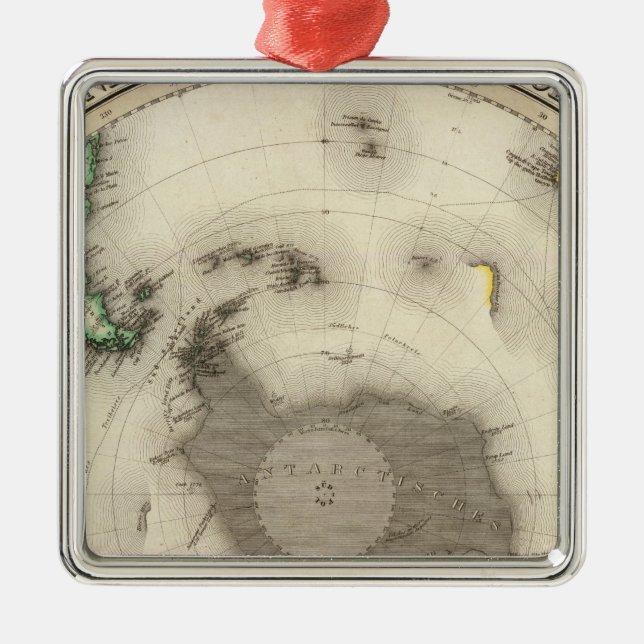 Antarctica, Southern Hemisphere Metal Tree Decoration (Front)