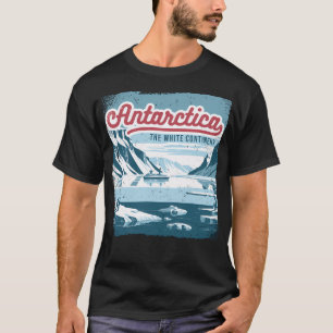 Antarctica The White Continent Retro Penguin Ship T-Shirt