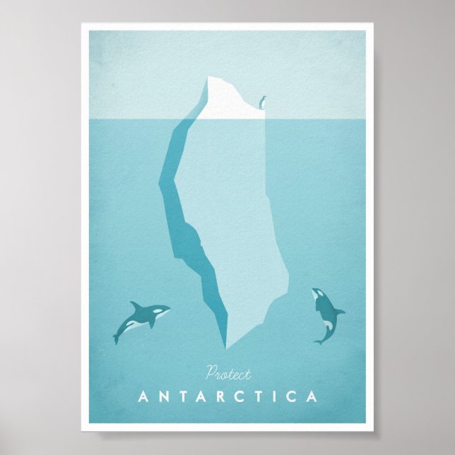 Antarctica Vintage Travel Poster (Front)
