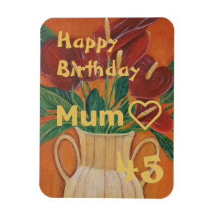 Antarium Flower Painting Custom Mum Birthday Card Magnet