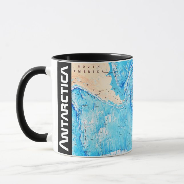 " Antarktis: 2022/heute- Meeresboden Relief Karte  Mug (Left)