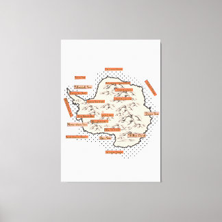 Antartica Vintage Map Canvas Print