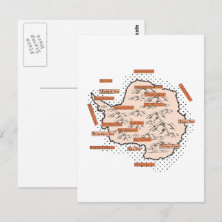 Antartica Vintage Map Postcard