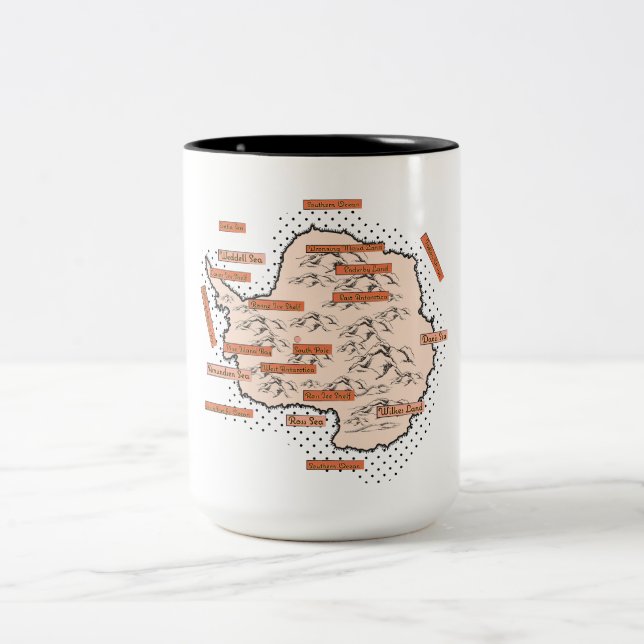 Antartica Vintage Map Two-Tone Coffee Mug (Center)