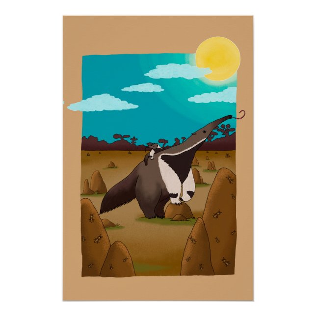 Anteater and the Cerrado - Brazilian Animals Poster (Front)