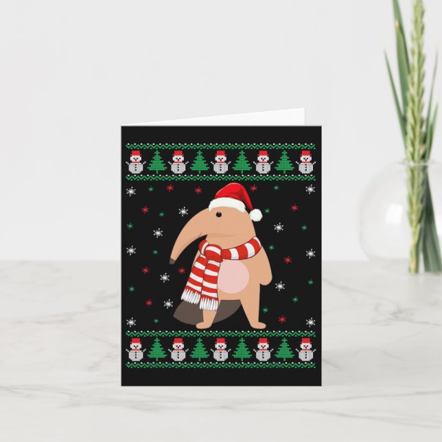 Anteater Animal Matching Family Ugly Christmas Swe Card (Front)