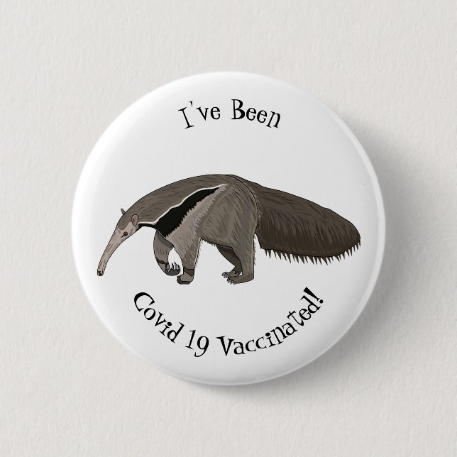 Anteater cartoon illustration 6 cm round badge (Front)