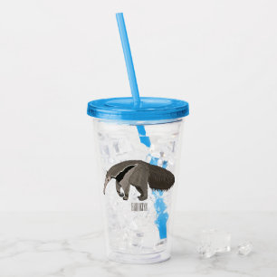 Anteater cartoon illustration acrylic tumbler