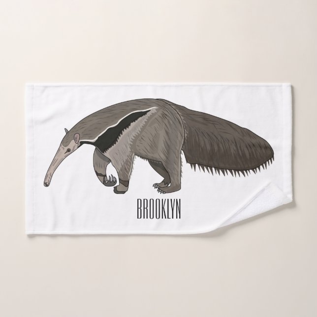 Anteater cartoon illustration  bath towel set (Hand Towel)