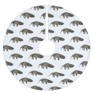 Anteater cartoon illustration brushed polyester tree skirt