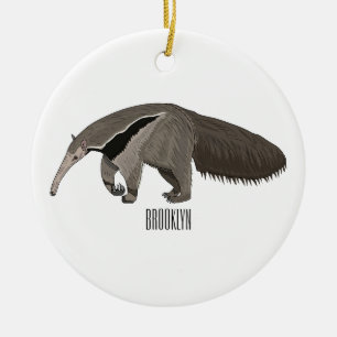 Anteater cartoon illustration  ceramic tree decoration