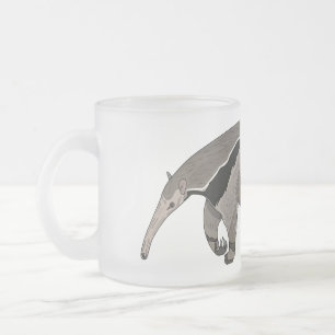 Anteater cartoon illustration frosted glass coffee mug