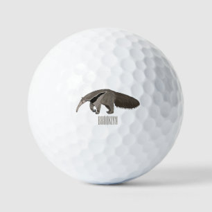 Anteater cartoon illustration  golf balls