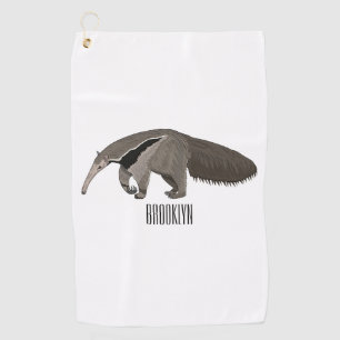 Anteater cartoon illustration golf towel