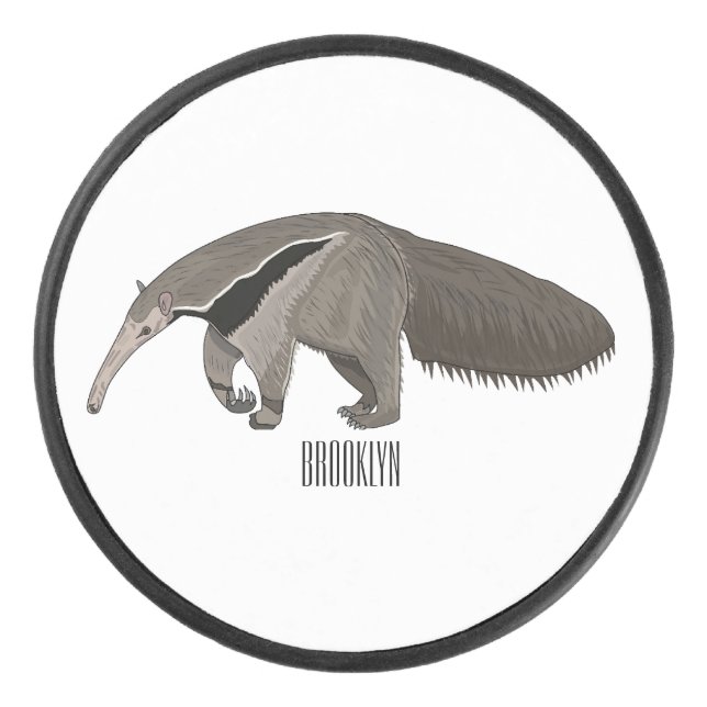 Anteater cartoon illustration  hockey puck (Front)