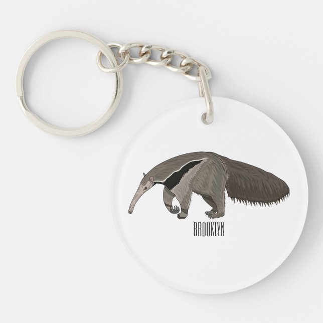 Anteater cartoon illustration  key ring (Front)