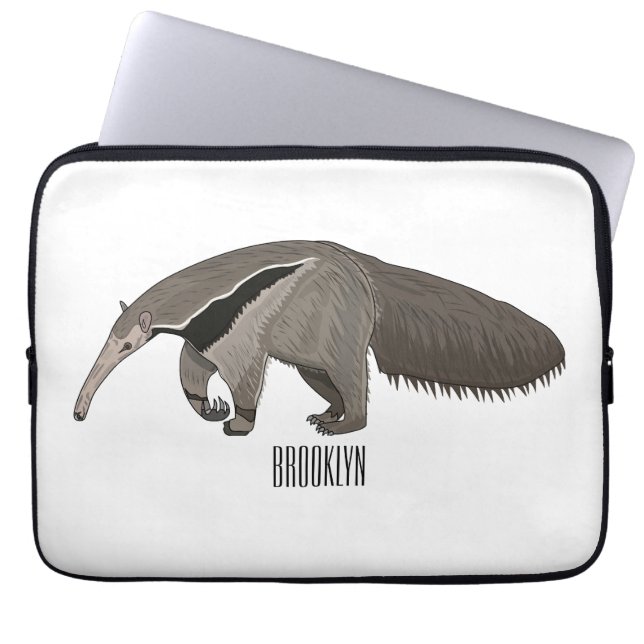 Anteater cartoon illustration  laptop sleeve (Front)