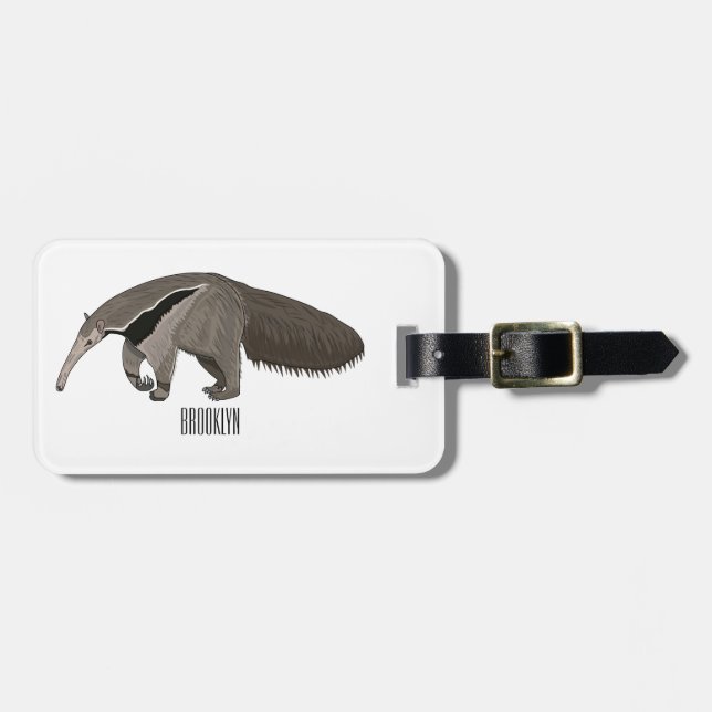 Anteater cartoon illustration luggage tag (Front Horizontal)