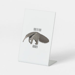 Anteater cartoon illustration pedestal sign