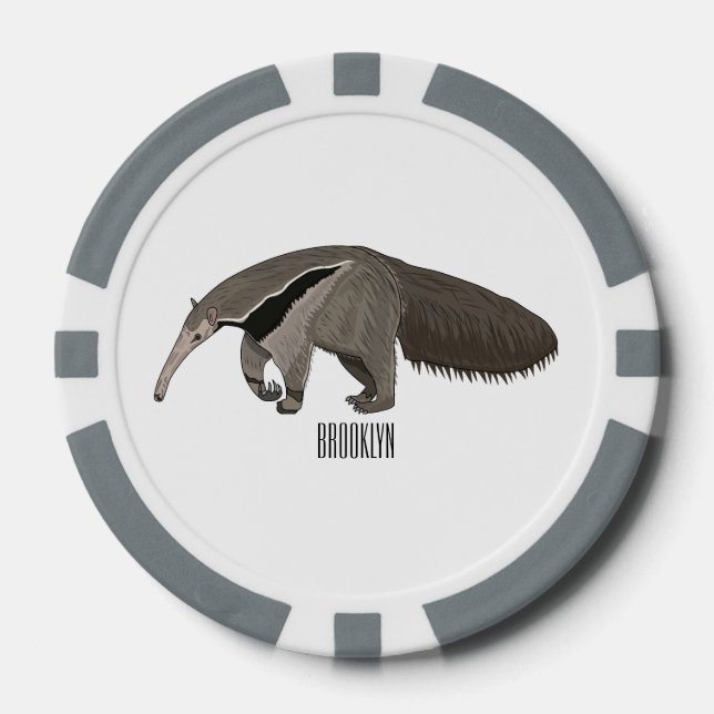 Anteater cartoon illustration  poker chips (Front)