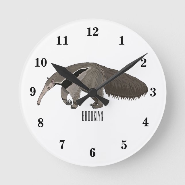 Anteater cartoon illustration round clock (Front)