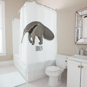 Anteater cartoon illustration shower curtain