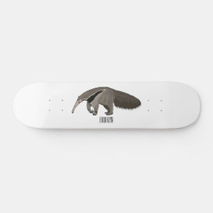 Anteater cartoon illustration skateboard