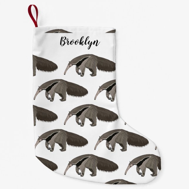 Anteater cartoon illustration small christmas stocking (Front)