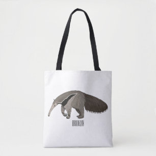 Anteater cartoon illustration tote bag